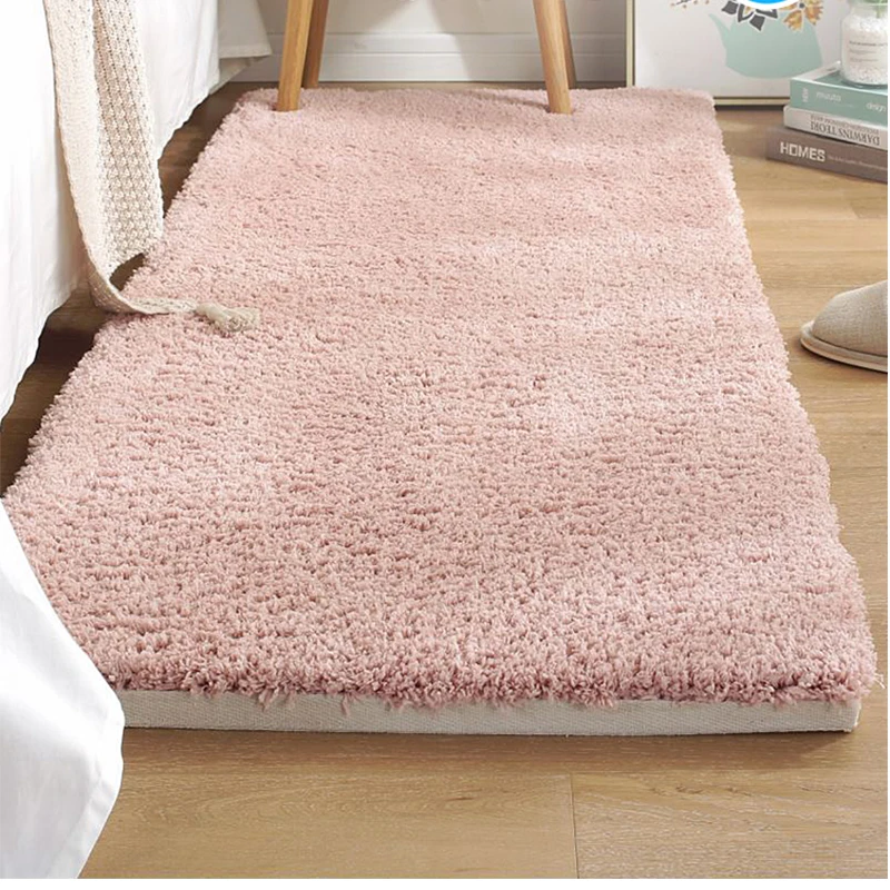 Сплошной цвет мягкий ковер для спальни Плюшевые Пушистые прикроватные коврики и