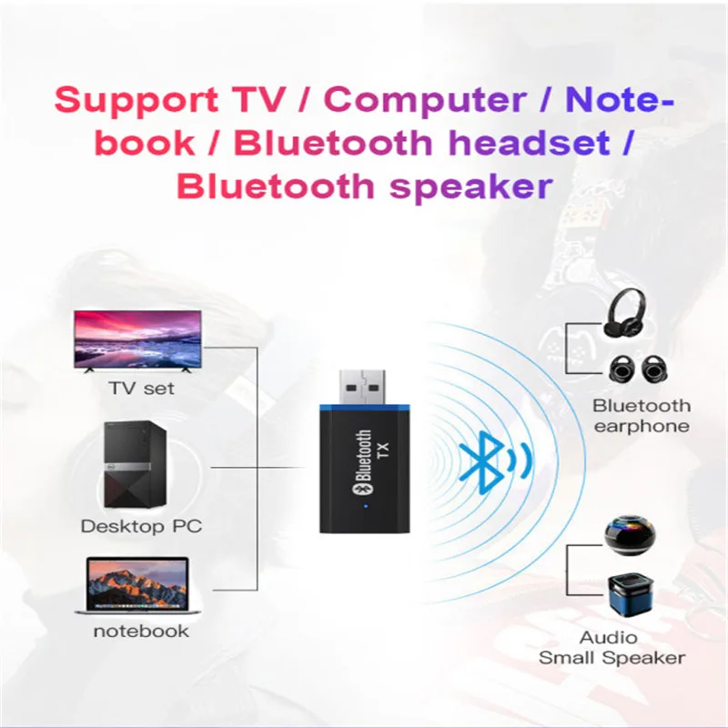 USB Bluetooth 5 0 аудио приемник передатчик ключ драйвер бесплатно Hi-Fi стерео адаптер