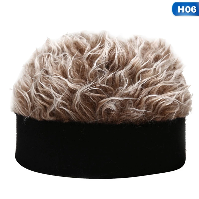 

New Unisex Hip Hop Camouflage Brimless Beanie Cap Fake Hair Wig Hat