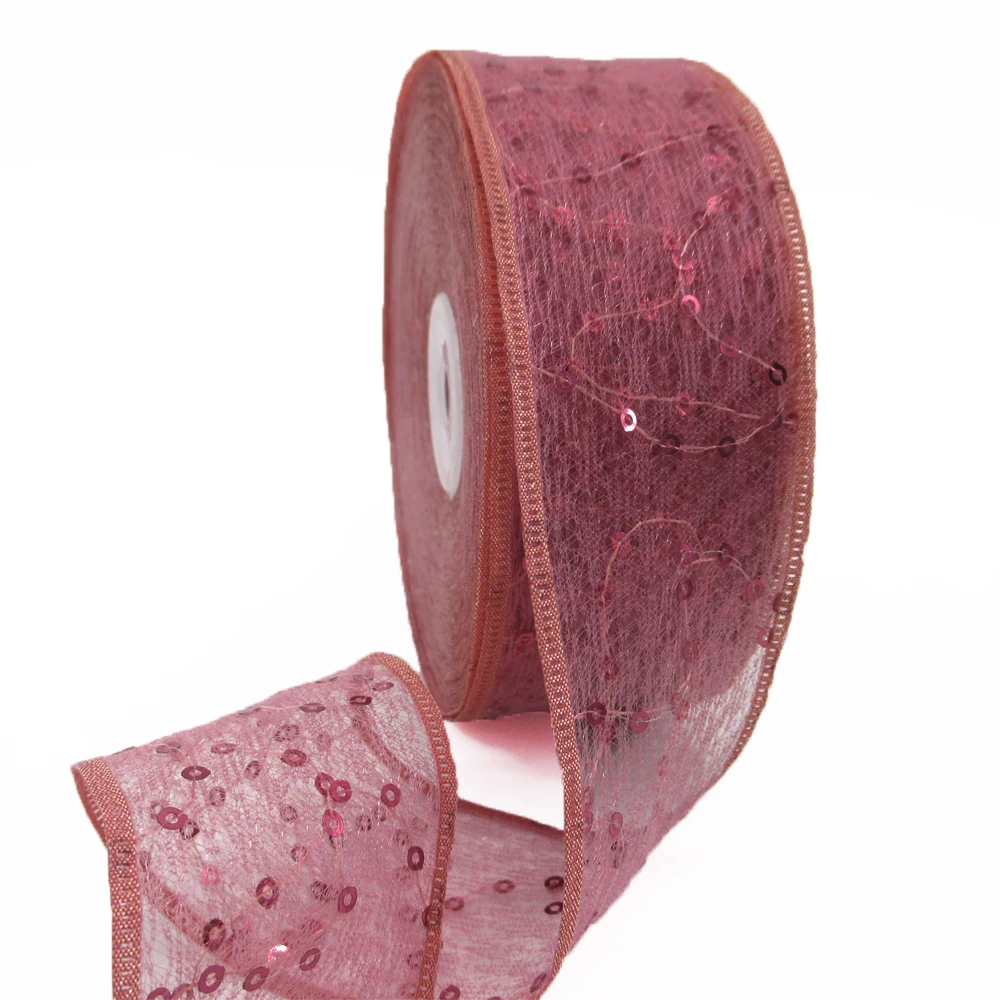 David accessories 48364(42 мм) и 59383(25 мм) газовая лента из органзы с блестками 25 ярдов, материалы ручной работы, 25Yc2546 - Цвет: 42mm