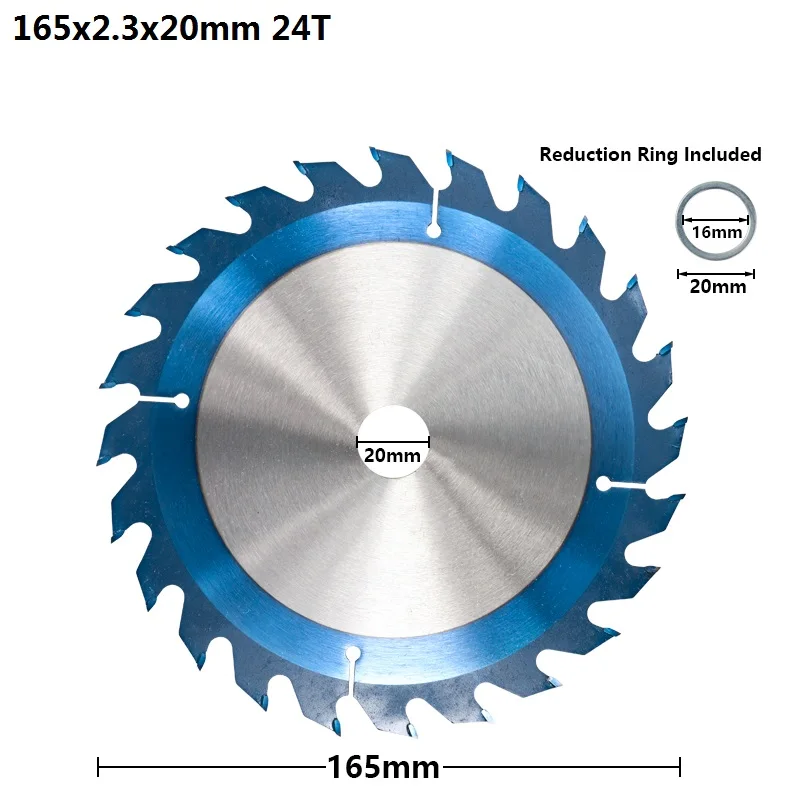 165x2.3x20x24T XCAN 1 шт. 165-300 мм TCT пильный диск Nano голубое покрытие циркулярная пила Лезвие для обработки древесины режущие диски твердосплавный пильный диск - Цвет: 165x2.3x20x24T