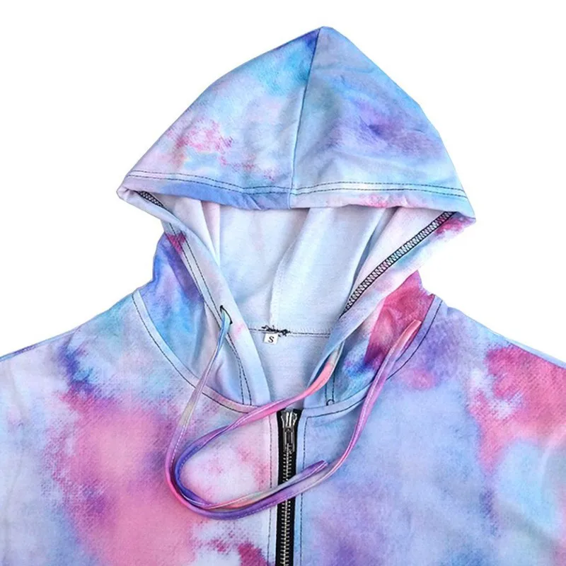 

Plus Size Autumn Tie-dye Hooded Women's Jackets Lady Zipper Thin Long Sleeve Outwear Casual Female Coat Oversize Fashion
