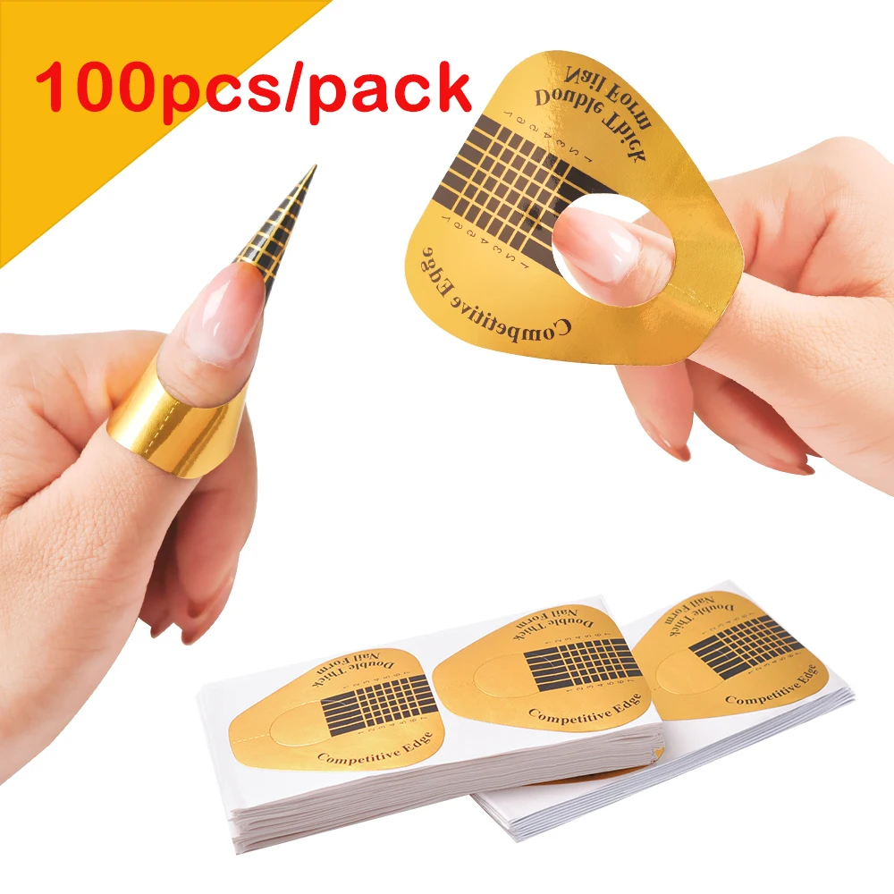 100pcs 100 шт./ форма для наращивания ногтей руководство формы для наращивания акриловые наклейки на ногти профессиональная фольга для ногтей DIY макикюрный набор - Цвет: 100pcs