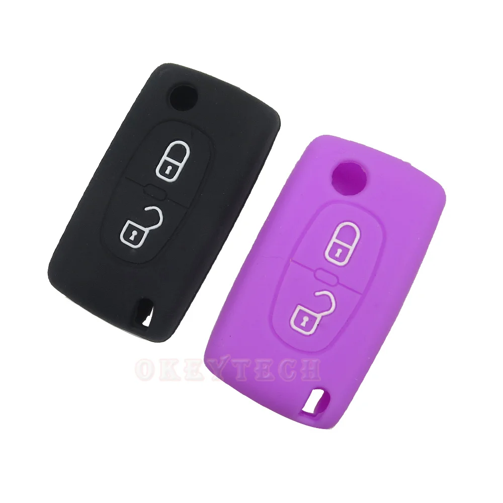 Чехол для дистанционного ключа от машины OkeyTech с 2 кнопками Peugeot 206 207 307 308 407 408 Citroen C2