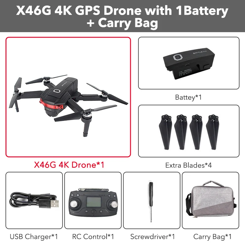 1 Battery With Bag X46G 5G Wi-Fi FPV gps с 4K широкоугольной двойной камерой бесщеточный складной Радиоуправляемый Дрон Квадрокоптер RTF жесты удержания высоты RC Дрон - Цвет: 1 Battery With Bag