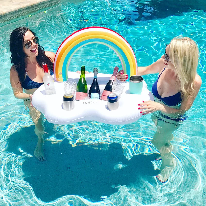 

Floating Table Summer Party Bucket Rainbow Cloud Cup Holder Swimming Pool Inflatable Bed Float Beer Drinking Cooler Bar Beach