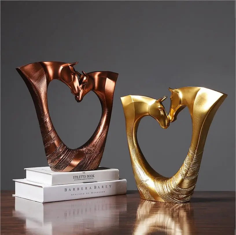 

Креативные полимерные украшения в европейском стиле с двойной головой лошади и сердцем, соответствующие украшения для гостиной, крыльца, т...