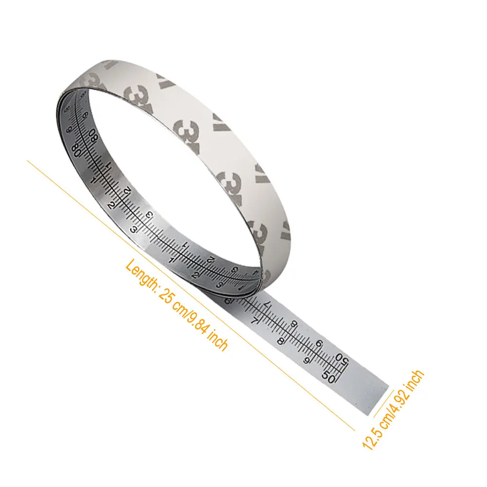 

Self Adhesive Measuring Tape Measure Metric Scale 2.5m Miter Track Stainless Steel Ruler T-Track Router Table Woodworking Tools