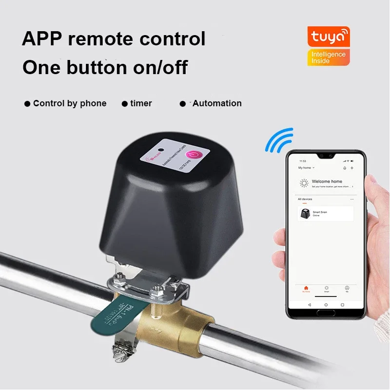 

Tuya Wifi Smart Home Valve Controller For Water Gas Pipeline Auto Shut ON Off Compatible With Alexa Google Assistant Smart Life