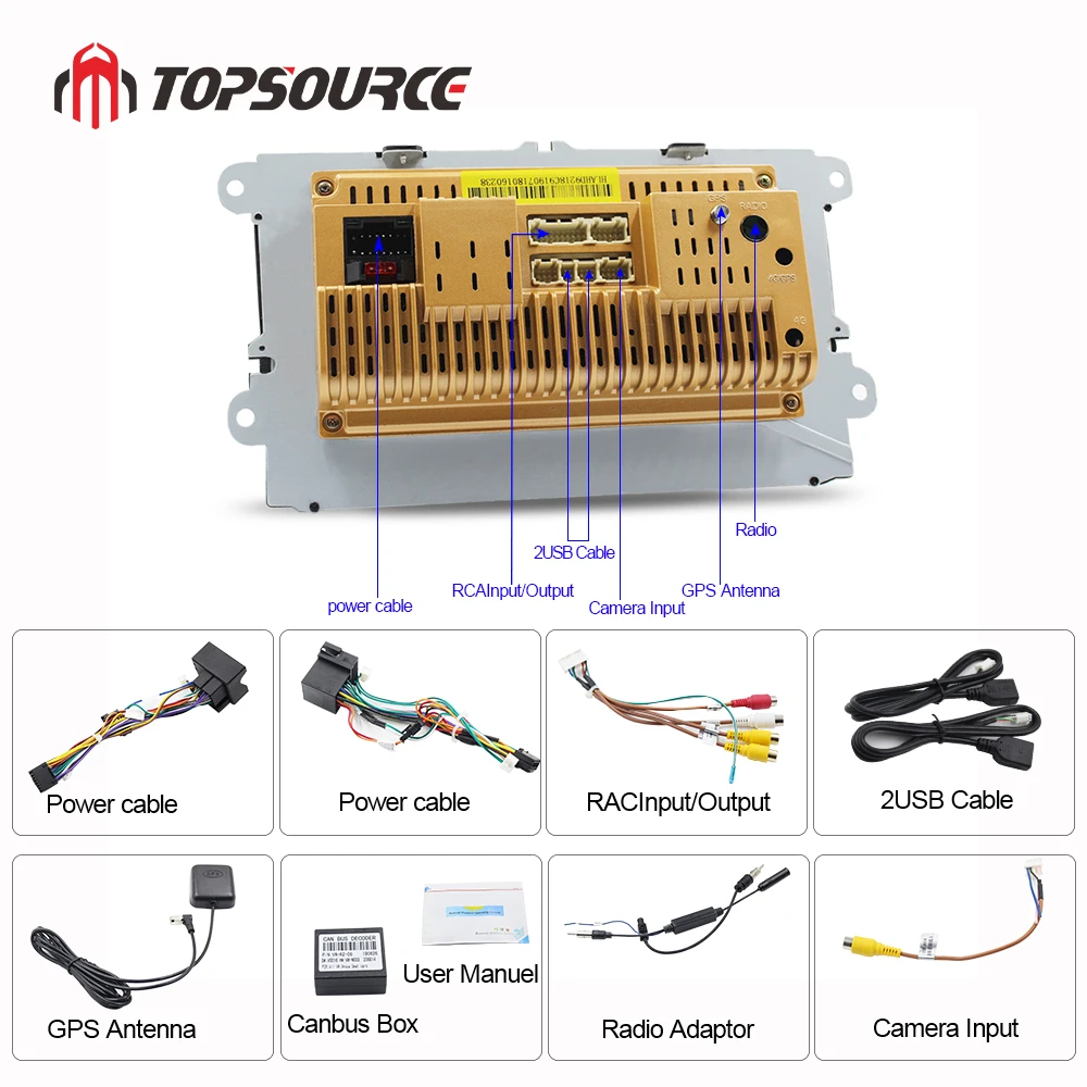 Автомобильный мультимедийный плеер TOPSOURCE 9 дюймов Android 2 Din с GPS Wifi автомобильное