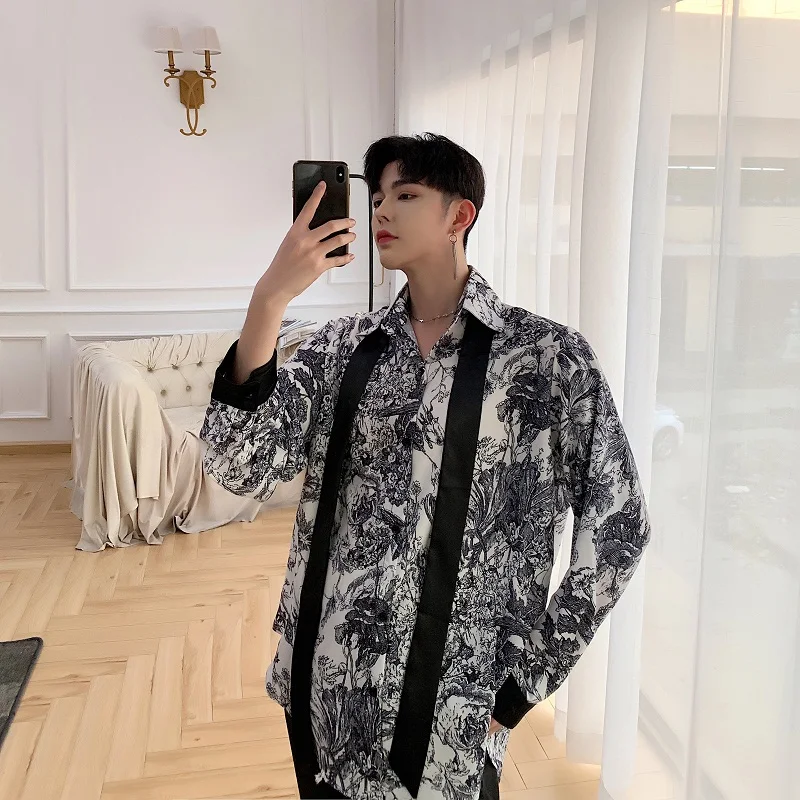 Мужская Повседневная Свободная рубашка с длинными рукавами и галстуком-бабочкой