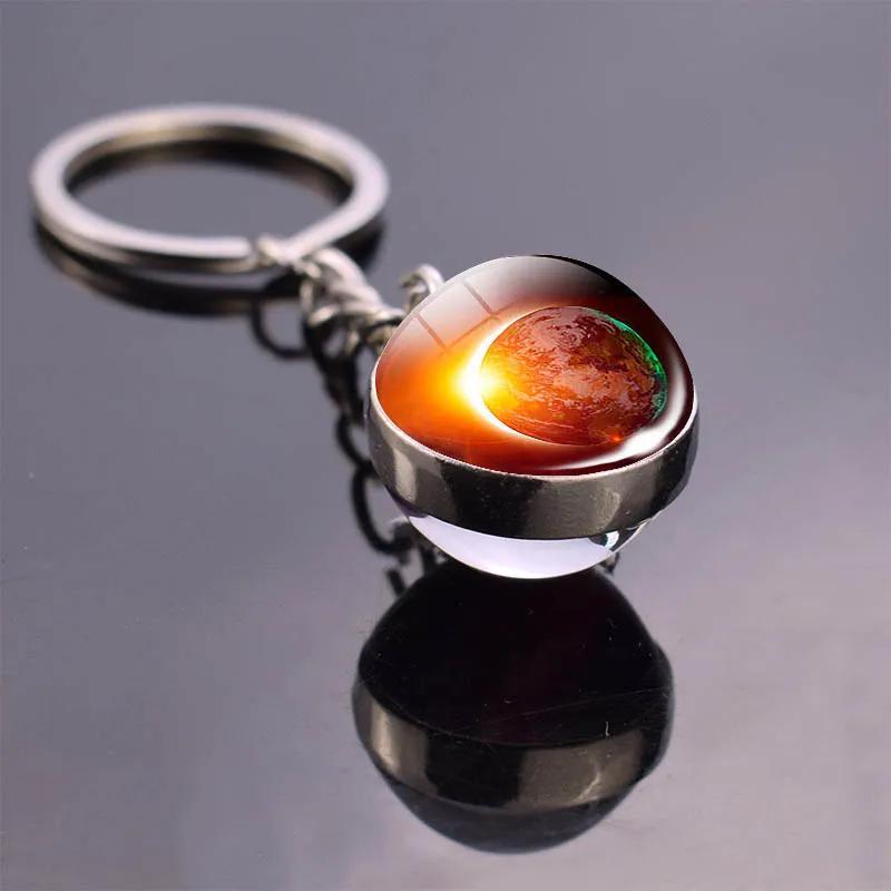 sunrise Keyring Луна земля Туманность космическая галактика брелок Солнечная система планета брелок солнце Марс двухсторонний стеклянный шар брелок - Цвет: sunrise Keyring