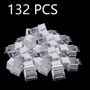 132pcs pacl tool free cat5e utp network module rj45 connector information socket computer outlet cable adapter keystone jack free global shipping