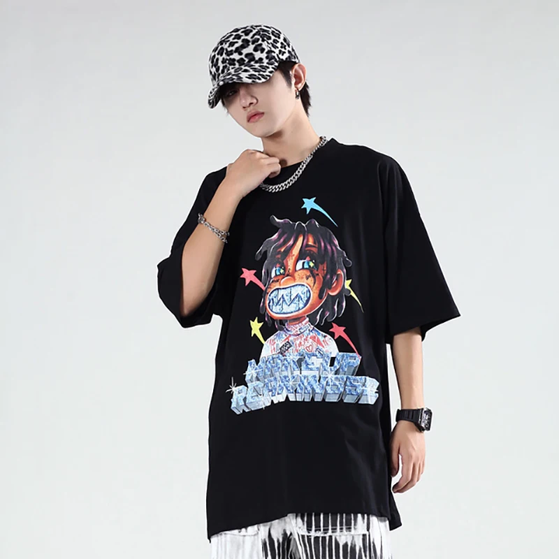 

Mens T-Shirt Oversized Funny Kids Print Tees Unisex Hiphop Short Sleeve tshirts 2021Summer O-Neck T shirts 100%Cotton Couple Top