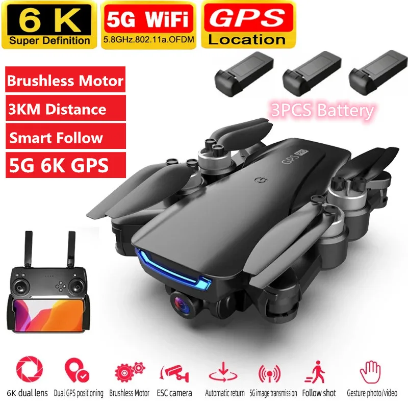 

6K 5G WIFI FPV Drone 6K 4K ESC Camera Brushless Motor 30min 3KM Distance Optical Flow GPS Position Smart Follow Aircraft Gifts