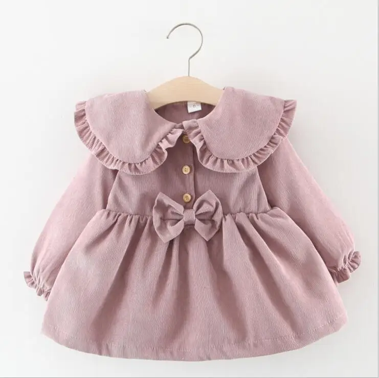 276dark pink Платье принцессы для маленьких девочек; рождественское однотонное детское платье принцессы с длинными рукавами для девочек; модная дизайнерская Милая Одежда для новорожденных - Цвет: 276dark pink