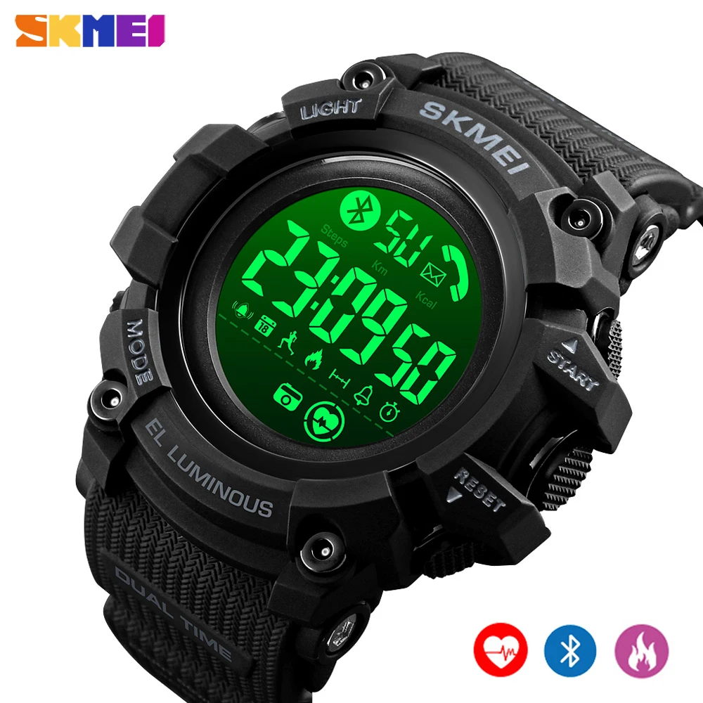 

SKMEI Smart Digital Bluetooth Men Watch Sport Pedometer Calorie Fitness Clock Heart Rate Waterproof Wristwatch reloj inteligente