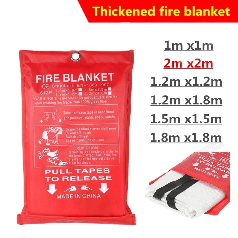 

2M x 2M Fire Blanket Fiberglass Fire Flame Retardant Survival White Fire Shelter Safety Cover Fire Emergency Blanket