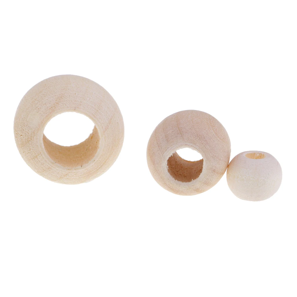 

220 Pieces Mixed Size Round Wooden Beads with Hole for Bracelet