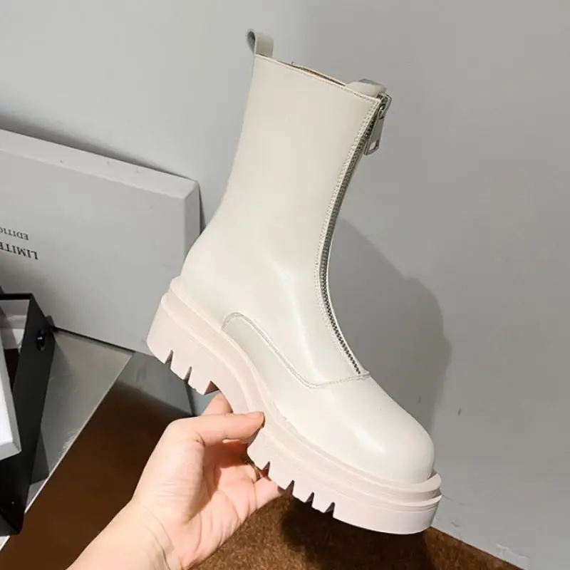 Taoffen Size 33-43 Women Short Boots Fashion Platform Zipper High Heel Winter Shoes Woman Warm Mid Calf Lady Casual Footwear | Обувь