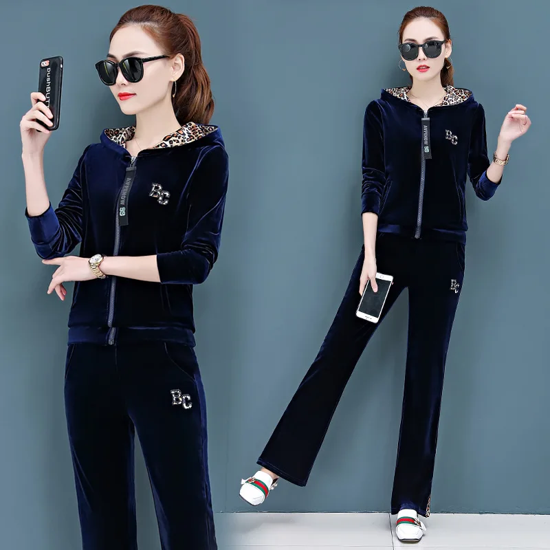 Комплект из двух предметов Бархатный спортивный костюм женский комплект Vetement Femme