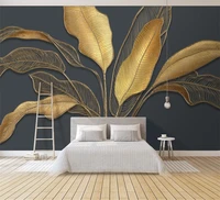 customized leaf wallpaper modern light luxury abstract plant flower big leaf 3d living room background wall mural 3d wallpaper
