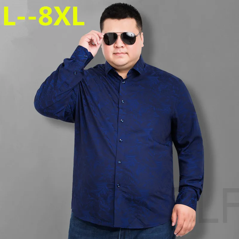 Мужская Роскошная приталенная рубашка с длинным рукавом большие размеры 8XL 6XL
