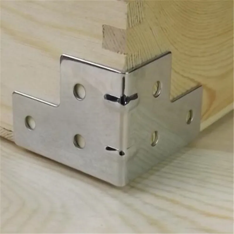 4 шт. серебряный стиль Железный угловой скобы Деревянный чехол металлический