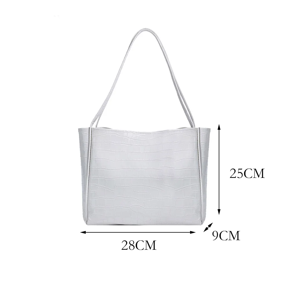

2021 Women's Fashion Handbags Retro Stone Pattern PU Leather Large Capacity Tote Shoulder Shopping Bags for Women