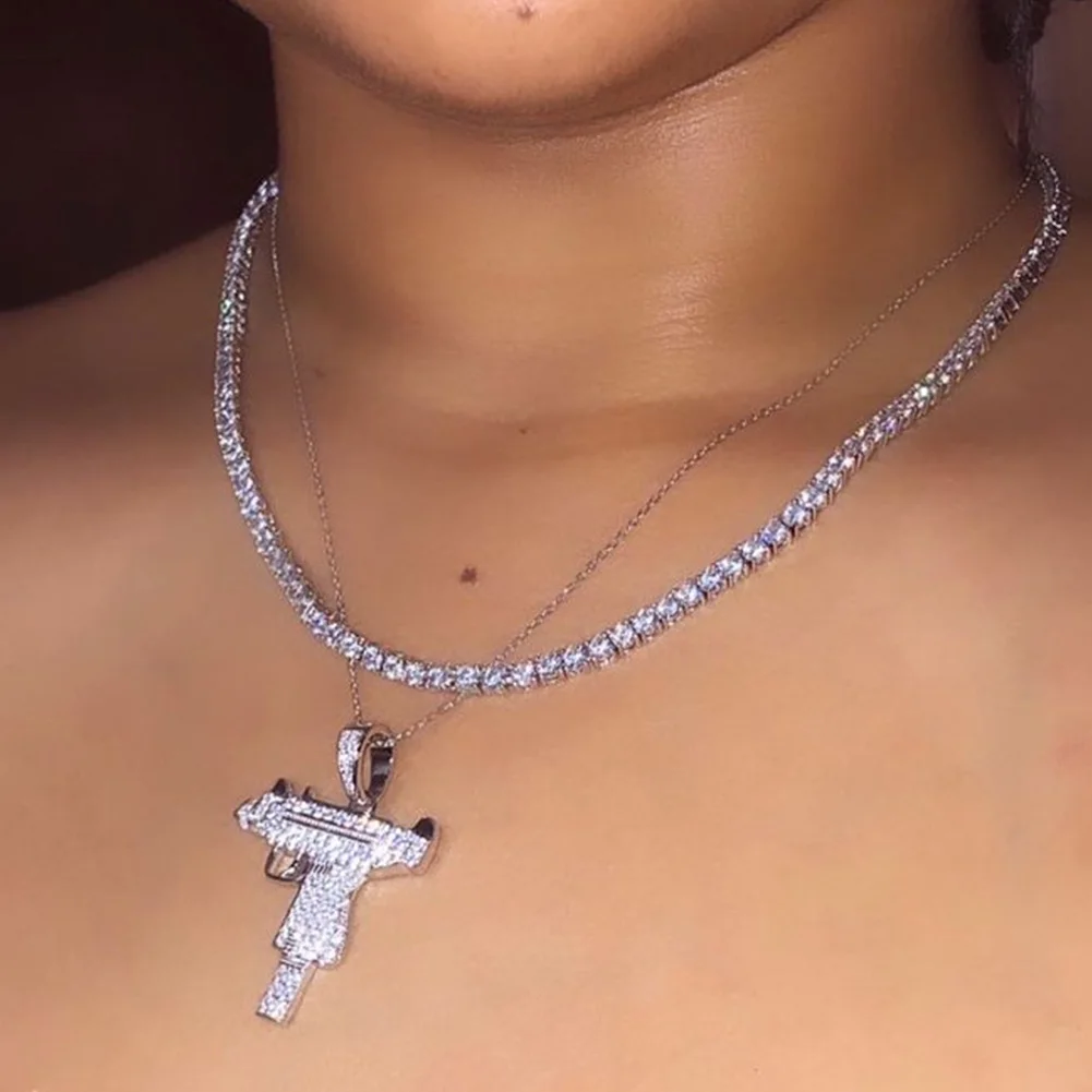 Punk Metal Jesue Cross Gun Multi-Chain Choker Collar Necklace Pendant Jewelry UK