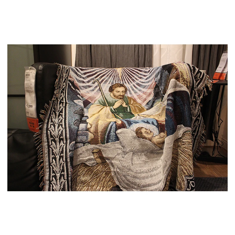 Накидка на диван с изображением Иисуса нашей леди полотенце Хлопковое одеяло