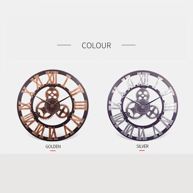 Винтажные настенные часы в стиле индастриал круглые 3d с римскими цифрами ретро