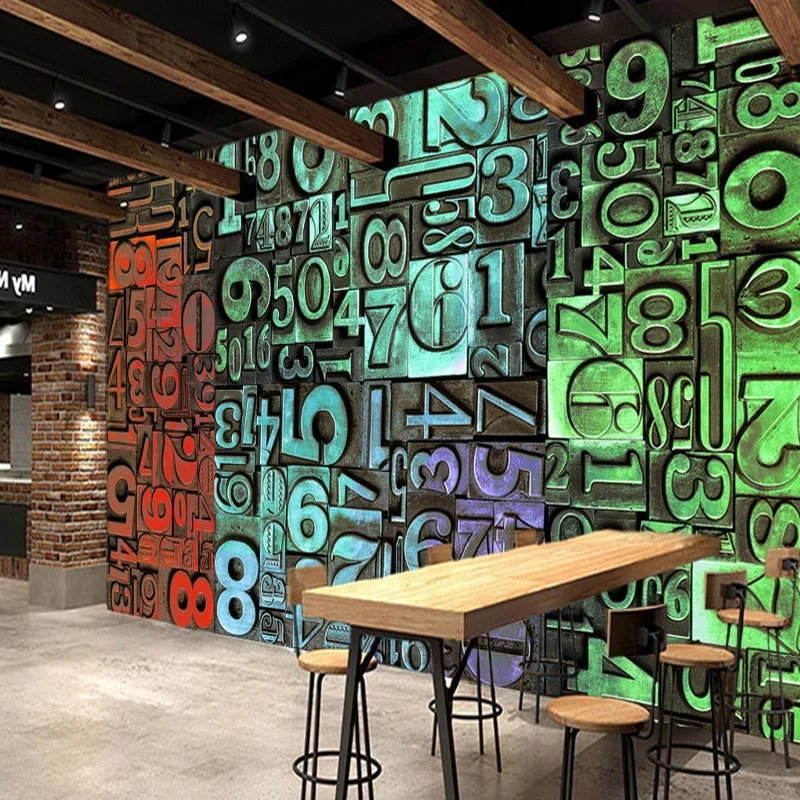

Dropship Custom Mural 3D Stereo Mural Bar KTV Tooling Background Wallpaper Color Metal Letter Decorative Painting 3d Wallpaper