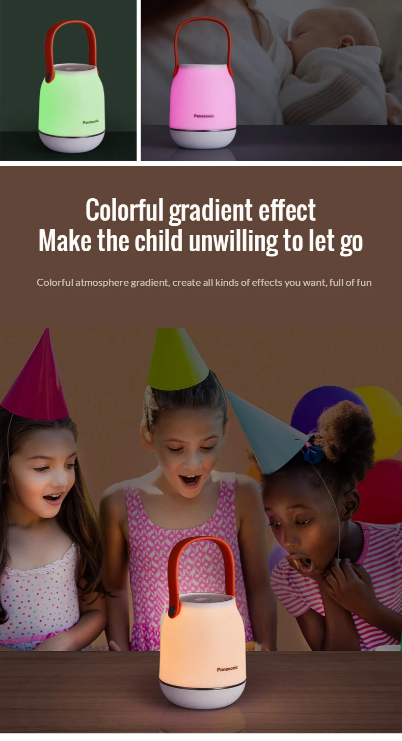 Портативный ночник Panasonic с градиентом прикроватная лампа 7 цветов для спальни