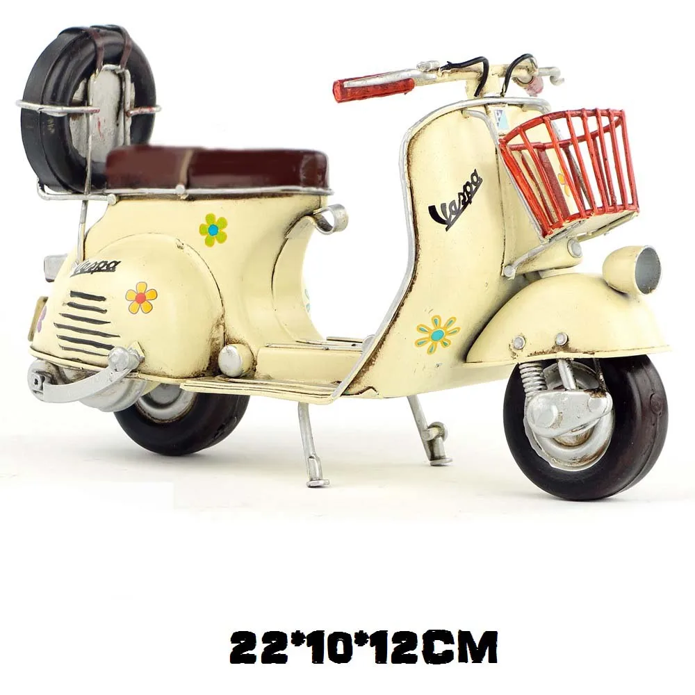 beige flower Vespa модель розовый синий vintag 1955 Италия старый автомобиль металлическая игрушка 2 колеса мотоцикл 1:12 Модель двигателя для bjd Blyth кукла фотография - Цвет: beige flower