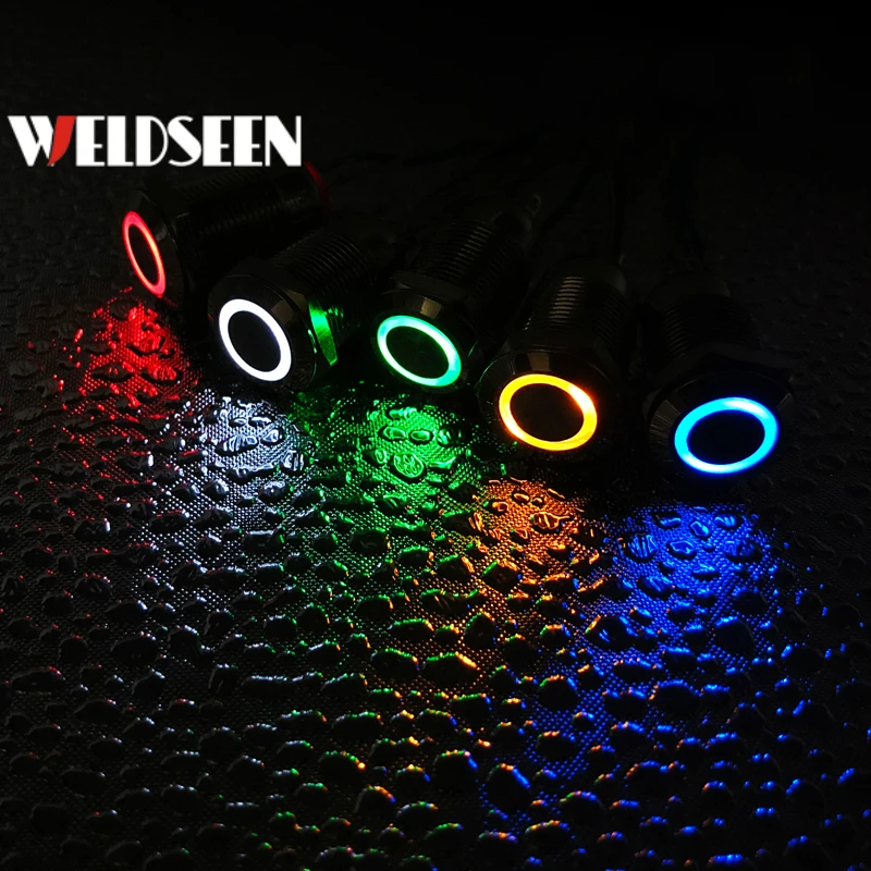 5 шт. металлический кнопочный переключатель светодиодный светильник 3В 6В 12В 24В