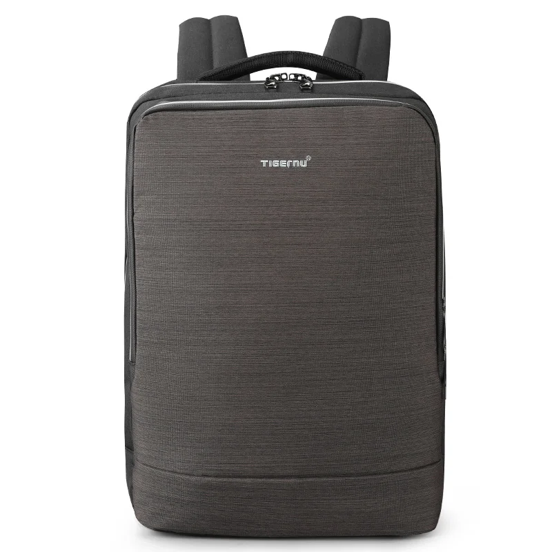 Tigernu Business Backpack Ноутбук Человек Рюкзаки Светоотражающие Водонепроницаемые с USB Зарядка Порт наушников рюкзак - Цвет: Black grey