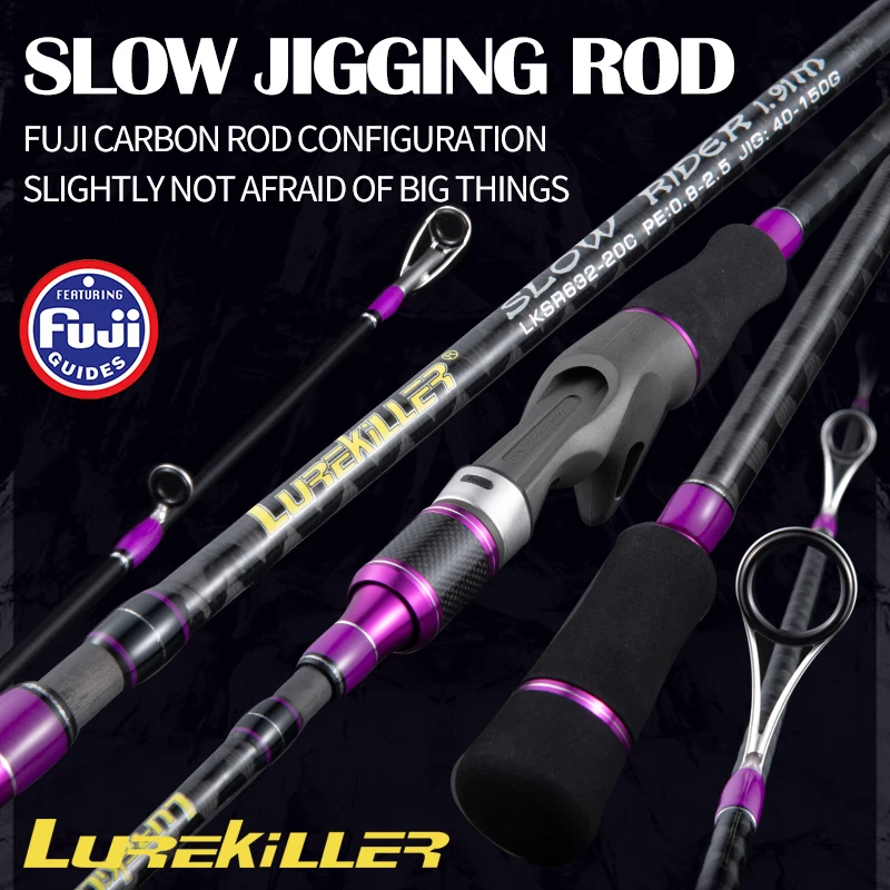 

New Japan full fuji parts Lurekiller slow jigging rod 1.9M 12kgs lure weight 40-150g boat rod spinning/casting Ocean Fishing Rod