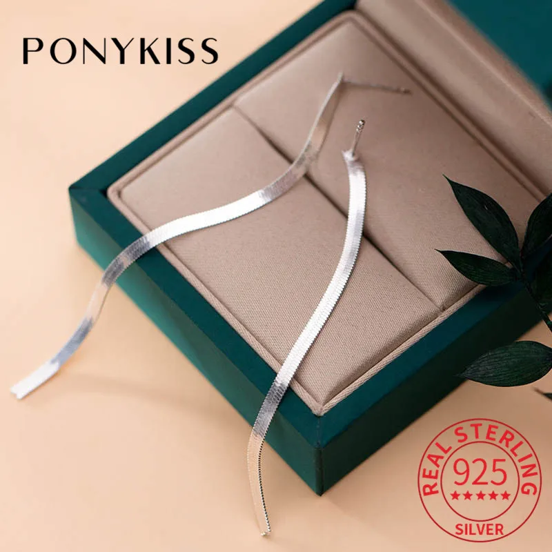 Серьги подвески PONYKISS из настоящего серебра 925 пробы женские изящные и