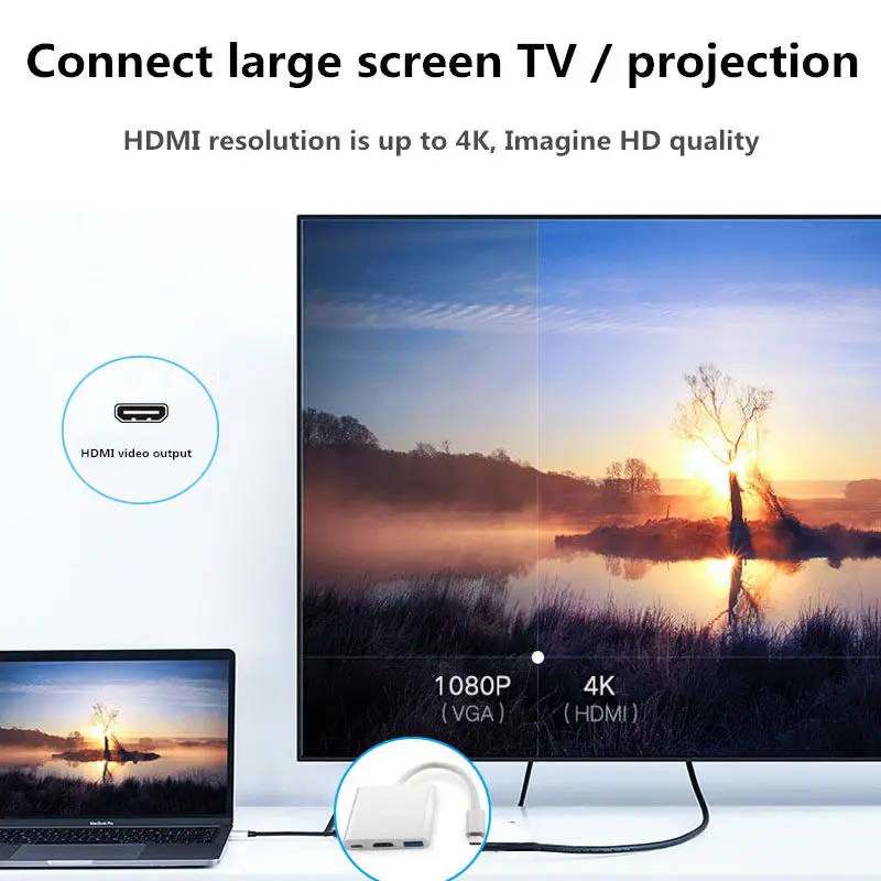 Высокоскоростное зарядное устройство с 3 usb-портами для USB3.0 4K HDMI USB-C OTG адаптер для порт зарядки Micro USB для смартфонов Apple Macbook Планшетные ПК ноутбука, настольного компьютера, аксессуары