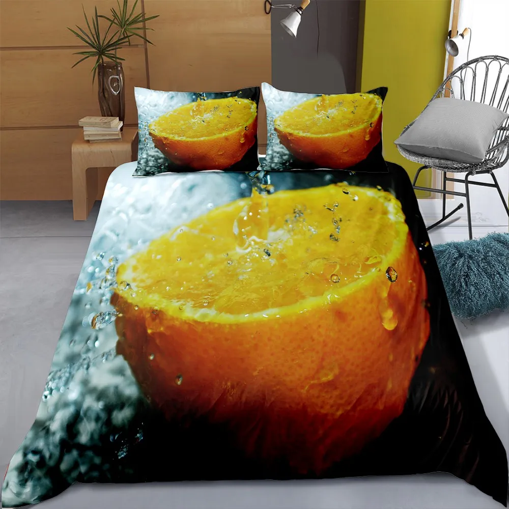 Милый Оранжевый Комплект постельного белья наволочка Летний Фруктовый