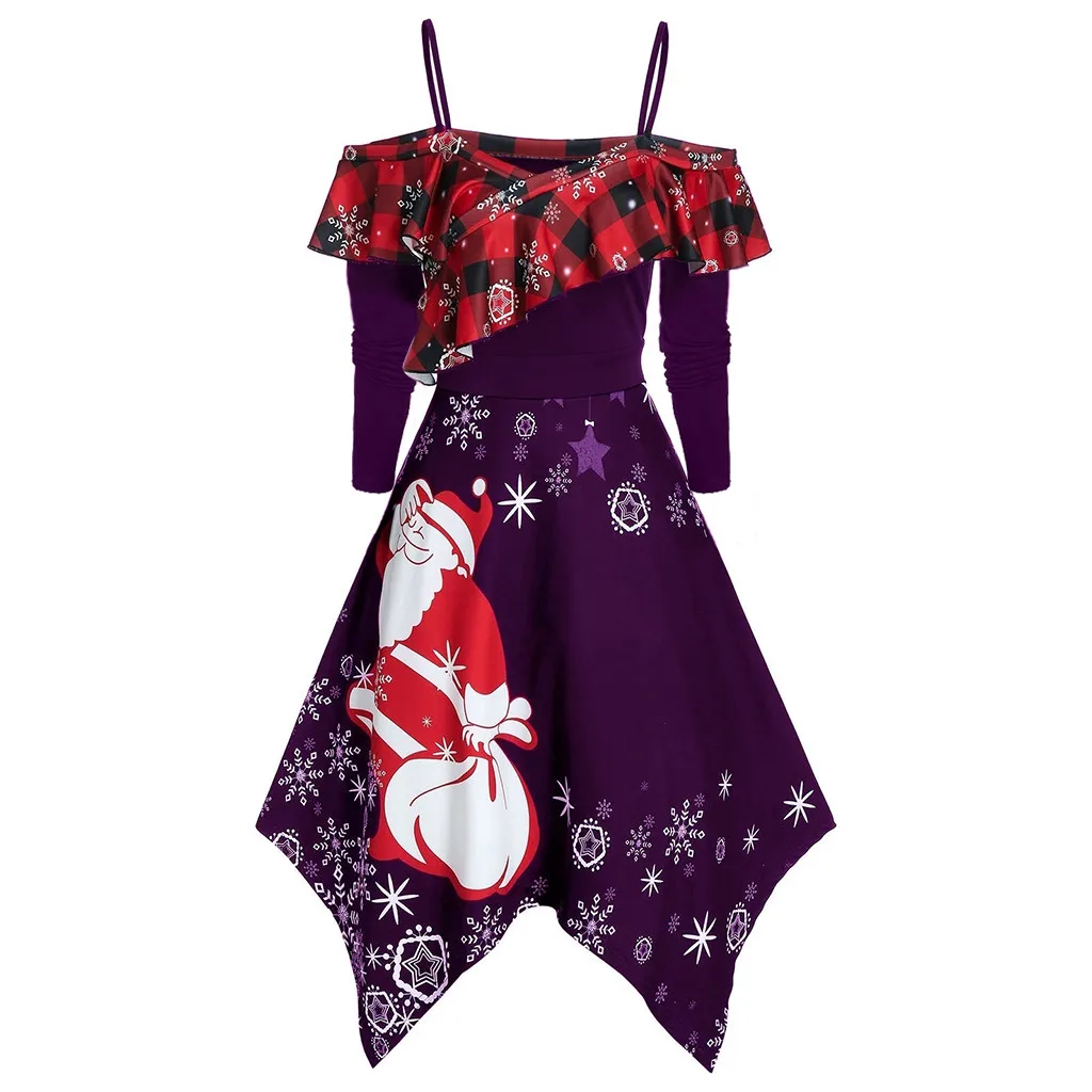 MISSOMO/зимнее рождественское платье Женское с принтом веселого Санта-Снежинка Camis