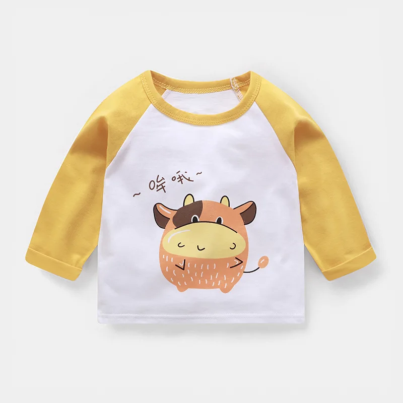 Autumn New Kids Baby Girls Boys Long Sleeve Tops Cotton Round Neck Tee Shirt Blouse Baby Clothes
