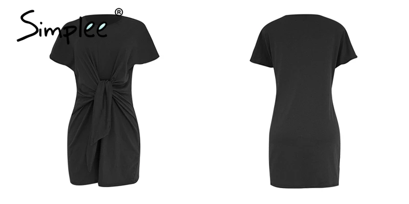 Летнее женское короткое платье Simplee в полоску повседневное эластичное хлопковое