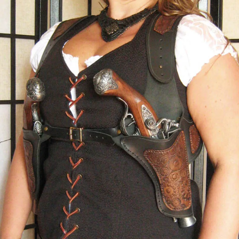 Двойная кобура для пистолета в стиле стимпанк Пират капитан косплея крепление на