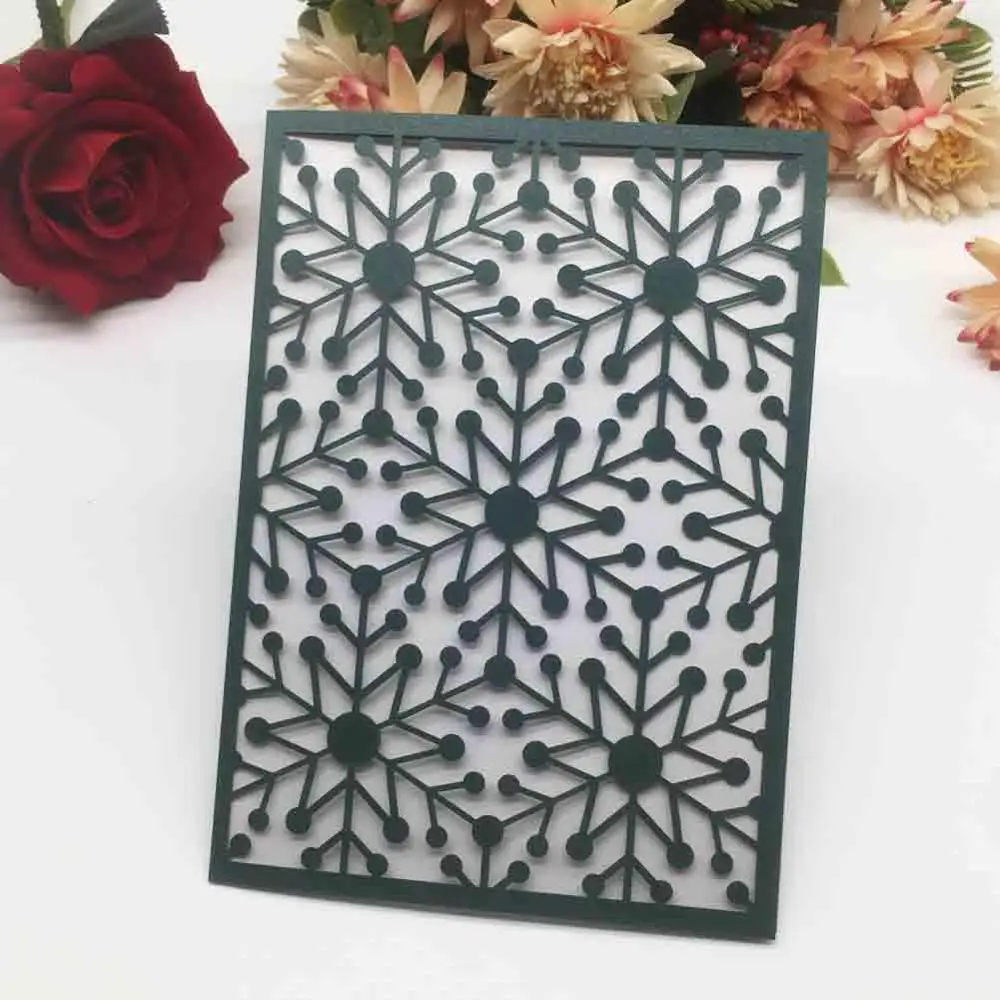 100 шт. темно зеленая вырезанная лазером Снежинка Свадебная карта день рождения