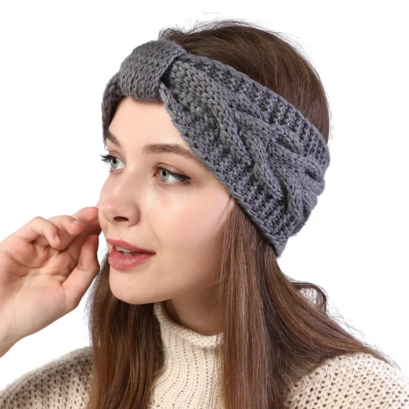 

Women Bow Knitted Headwear Winter Lady Soft High Elastic Warm Ponytail Fashion Headwear Hot #