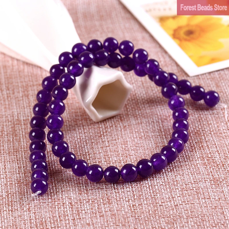 Круглые бусины из яшмы гладкие натуральные камни ААА фиолетового цвета для