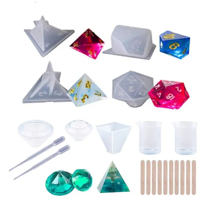 

Shapes Dice Fillet Square Triangle Dice Mold Dice Digital Game Silicone Mould H37C