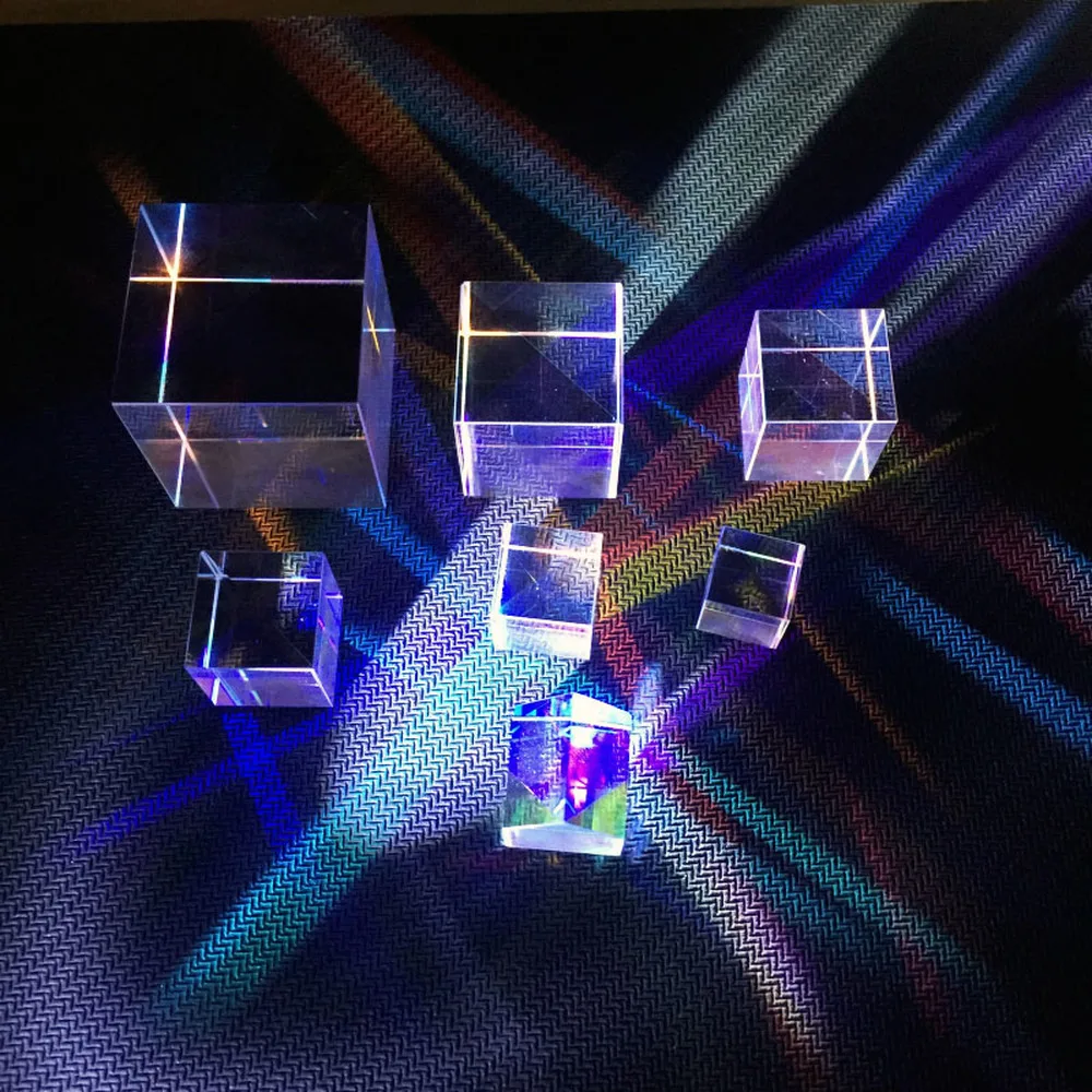 

5pcs Color Prism K9 Glass Six-sided Bright Light Cube Beam Splitting Prisms Optical Experiment Lens Edge Research Decoration